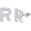 AILUOR Orecchini iniziali da donna, orecchini con lettere in argento S925 placcati in oro 14K ipoallergenici Orecchini personalizzati con nome dell'alfabeto Regali di compleanno Gioielli (R-Argento)