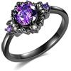HUKKUN Anello da strega di ametista, in argento Sterling nero, triplo luna, Wicca, regalo per donne