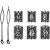 Cupimatch Set di perline per capelli vichinghi, in acciaio inox, per capelli e barba, 6 pezzi, rune celtiche, in 2 misure con filo per capelli, gioielli fai da te, gioielli unisex vichinghi, per donne