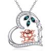 YAFEINI Collana a forma di maialino in argento sterling con ciondolo a forma di cuore e cristalli, regalo per donna (maiale)