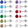 JMFENFA 12 paia di orecchini a perno in acciaio chirurgico INOX, con zirconi cubici, a forma di stella, cuore, lacrima, quadrato, con pietre di nascita, set di orecchini a perno, 3mm, Acciaio inossidabile