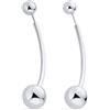 Bling Jewelry Orecchini pendenti a barretta lunga lineare geometrica moderna in argento sterling .925 con doppia sfera per donne e adolescenti, perline da 6,10 mm.