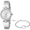 Just Cavalli Set Mini Attraente - Orologio Da Polso Da Donna Al Quarzo Moda Bracciale E Cassa In Acciaio Inox Metallizzato Quadrante Grigio - JC1L330M0045