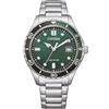CITIZEN Orologio analogico al quarzo da uomo con cinturino in acciaio inox AW1828-80X, verde, Bracciale