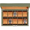 ROTHWELL 10 Slot Leather Watch Box - Luxury Watch Case Display Jewelry Organizer - Locking Watch Display Case Holder with Large Glass Top - Watch Box Organizer for Men and Women