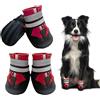 Dricar Scarpe per cani, 4 pezzi, impermeabili, antiscivolo, con cinghie regolabili, stivali invernali per cani di taglia media e grande, per passeggiate all'aperto e al chiuso, rosso, XXL