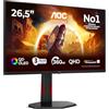 AOC Monitor Q27G4SDR 26.5 pollici, 2560x1440, WQHD, 360Hz, QD-OLED Panel, 0.03ms GtG, USB Hub Height Adjustment, (HDMI2x 2.1 DP 1x 1.4) Adaptive Sync, HDR400 TrueBlack, G-Sync Compatible, Nero