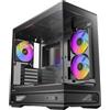 Antec C2M ARGB, custodia MicroATX compatta, vetro temperato panoramico, flusso d'aria elevato, 3 ventole PWM ARGB incluse, supporto radiatore da 360 mm e GPU 415 mm, Type-C 10 Gbps, design senza