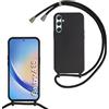 FERLAN Custodia per Samsung Galaxy A35 5G Cover con Cordino,Nero | Custodia con Laccio Collana Tracolla Regolabile Sottile Silicone Morbido TPU Bumper Antiurto AntiGraffio Protettiva Case