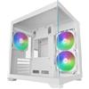 Mars Gaming MC-VIEW3, Case PC MicroATX, Vetro Temperato Panoramico, 3x Ventole ARGB 120mm, Doppia Camera, Supporto Raffreddamenti Liquidi fino a 240mm, Mini-tower Compatto con USB-C, Bianco