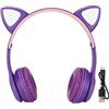 Folany Cuffie per Bambini, Cuffie Bluetooth a Orecchie di Gatto con Limitazione del Volume di 88dB, 7 Colori LED Cuffie Wireless per Bambini sopra L'orecchio per Laptop, PC, TV, Apprendimento Online