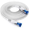 KabelDirekt - 20 m - Cavo Ethernet piatto e cavo LAN e cavo di rete (Cat7, 10 Gbit/s, spina RJ45, particolarmente flessibile, adatto alla posa, per collegamenti con fibra ultra veloce, bianco)