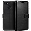 Shantime Custodia in Pelle Compatibile con Huawei Y6 Pro 2017, Design Business Flip Magnetico, 3 Slot Carte, Porta Foto e Tasca Nascosta(Nero)