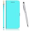 TOUCASA Cover per Redmi Note 8T, Flip Custodia [Colourful Painting] Specchietto PU Pelle Portafoglio Sottile Funzione TPU Antiurto Flip Cover a Libro per Xiaomi Redmi Note 8T (Menta Verde)