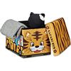 Relaxdays Cesta Portagiochi Cameretta Bambini, 32x48x32 cm, Baule Pieghevole, Sgabello Similpelle, 37 L, Bus Safari