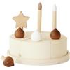 Milageto Torta Compleanno Legno Torta Finta di Compleanno Giocattolo in Legno Stelletta Decorativa Finitura Opaca per Bambini , Torta Di Compleanno In Legno A Strato Singolo Con Stelle E Panna