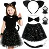 TELAOBAN Costumi gatti Set per Bambino, 6 pezzi con Fascia Papillon Coda Tutù, carnevale costume da gatto e ragazza, Costume da gatto per bambini, Carnevale Costumi gatti Cosplay per Bambino