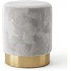 INTRECCI Pouf Cilindro in Velluto con Base Oro Elegante | Sgabello Poggiapiedi Imbottito per Salotto e Camera da Letto | Poltroncina Rotonda, Design Moderno | Ø 32 x H 40 cm - Colore: Grigio