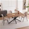 JZGORC Set da Pranzo: Tavolo Rettangolare da 140 cm con 4 Sedie Imbottite, Ideale per Sale da Pranzo, Cucine e Soggiorni — Marrone Scuro + Kaki