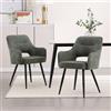 chairus 2 PZ Sedie da Pranzo in Tessuto con Gambe in Metallo, Verde | Sedia da Cucina con Schienale Poltroncina da Pranzo Imbottite con Braccioli per Sala da Pranzo/Soggiorno/Camera da Letto