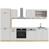 Vicco Cucina componibile R-Line, Casa di campagna bianca/Rovere dorato, 300 cm, PL Marmo, per disposizione flessibile ed espansione con moduli aggiuntivi