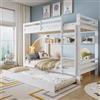 Zravenna Letto a castello 90 x 200 cm, con letto estraibile, letto a castello per 2/3 bambini, protezione dalle cadute, culla con scala e una fila di ripiani lunghi 2 metri, telaio in legno di pino