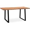 KADIMA DESIGN Scrivania 200 x 100 x 76 cm, in legno massiccio di acacia/metallo, per computer, bordo dell'albero, tavolo da ufficio, massiccio, con gambe trapezoidali, colore nero, tavolo in legno