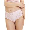 Sans Complexe - Carla - Mutandine a Vita Alta in Pizzo e Microfibra - Classico - Tinta Unita - Donna - Rosa Cipria - XL