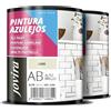 JOVIRA PINTURAS Vernice Per Piastrelle 1,5 Litri | a Base d'acqua. Date un nuovo look alla vostra cucina e al vostro bagno. (2x750 Millilitres, Lino). C-4-2