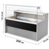 Banco Vetrina Refrigerato Statico Tivoli con Riserva e Vetri Dritti, Lunghezza 200 cm, +4°/+6°C, con Plexiglass e Vetro Intermedio - Full Optional