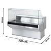 Banco Vetrina Refrigerato Semi-Ventilato Padova con Riserva e Vetri Dritti, Lunghezza 200 cm, -1°/+7°C, con Plexiglass e Vetro Intermedio - Full Optional