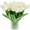 QWORK® 20 pezzi di fiori di tulipani artificiali, mazzi di decorazioni per feste, matrimoni e casa, bianchi