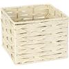 Wenko Scatola da Bagno Vabriano, Cestino Portaoggetti in Rete di Carta, per Bagno e Ufficio, 24 x 18.5 x 24 cm, Stile Boho, Quadrato, Beige