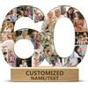 AGEUIRPOD Collage Foto Personalizzate 1-99 Età Numero, Cornice Personalizzata con Foto per 60 anni Compleanno Donna Uomo, Anniversario Compleanno Decorazioni 60 anni, Idea Regalo Compleanno Anniversario