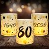 Seutgjie 12 lanterne da tavolo per 80 compleanni, Seutgjie 80° compleanno, anniversario, decorazione uomo donna 1946-2026 nero oro per lumini o candele