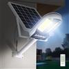 INTELAMP Lampione Solare LED Esterno, 12500mAh Faro Con Pannello Solare da Esterno, IP65 Impermeabile Faretto LED con Sensore di Movimento, 3000LM/6500K Luci da Esterno per Giardino, Terrazza, Garage