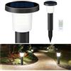 INTELAMP Luci Solari da Esterno con Telecomando, 2 Pezzi Faretti Giardino Solari Potenti 500LM Lampioni Giardino, 3 Temperatura di Colore, 3800mAh Batteria, Bianco Caldor IP65 Impermeabile