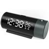 Vilgftyiet Orologio a proiezione per camera da letto, orologio digitale con proiettore a 180° sul soffitto con dimmer a 4 livelli, sveglia con data, temperatura, luce notturna, orologio elettronico ricaricabile