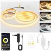 AXMOTUT CCT Striscia LED COB 5 metri 24V, Striscia LED 2700K-6500K, 576LEDs/m, Larghezza 8mm, CRI90+, con Alimentatore, Telecomando RF, LED Striscia per Cucina, Soggiorno, Feste, Bar