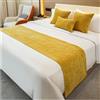 Generic Corridore Del Letto Di Chenille E Cuscini Abbinati, Asciugamano Da Letto Di Hotel E Per Le Pensioni, Coperto Di Letto Semplice, Sciarpa A Letto Morbido-Yellow||180X50cm for 1.2m Bed