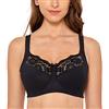 DELIMIRA Donna Reggiseno in Pizzo Senza Ferretto Coppa Piena ad Non Imbottito Confortevole Nero 4D