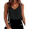 Ausla Canottiere da Donna in Raso di Seta con Scollo a V Camicette Canotta Senza Maniche in Raso Canotta Estiva di Base (XL)