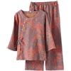 Generic Set pigiama da donna in cotone di bambù, comodo top a kimono a girocollo e pantaloni corti, comodo e traspirante, 2 pezzi, alla moda in stile cinese, Verde, M