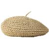 AHDMR Berretto in paglia da donna, berretto estivo retrò, cappello berretto francese classico artista traspirante berretto lavorato a maglia cappello da sole per spiaggia vacanze viaggi feste, Nero ,