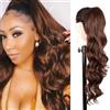 Ser Mulher Coda Capelli Extension Sintetici + Boccoli, LUNGA: 50 cm, PESO: 122g, Effetto Naturale, Ondulata e Voluminosa - Facile da Applicare per Acconciature, EMILY, (Light Brown)