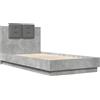 vidaXL Struttura letto con testiera grigio cemento 75x190 cm materiale a base di legno