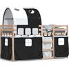 vidaXL Letto a castello con tende bianco e nero 80x200 cm in legno di pino