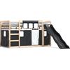 vidaXL Letto a castello con scivolo e tende bianco e nero 80x200 cm