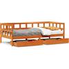 vidaXL Letto da giorno con cassetti marrone cera 80x200 cm in legno di pino massiccio