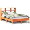 vidaXL Letto in legno massiccio con ripiano senza materasso Wax brown 150x200 cm